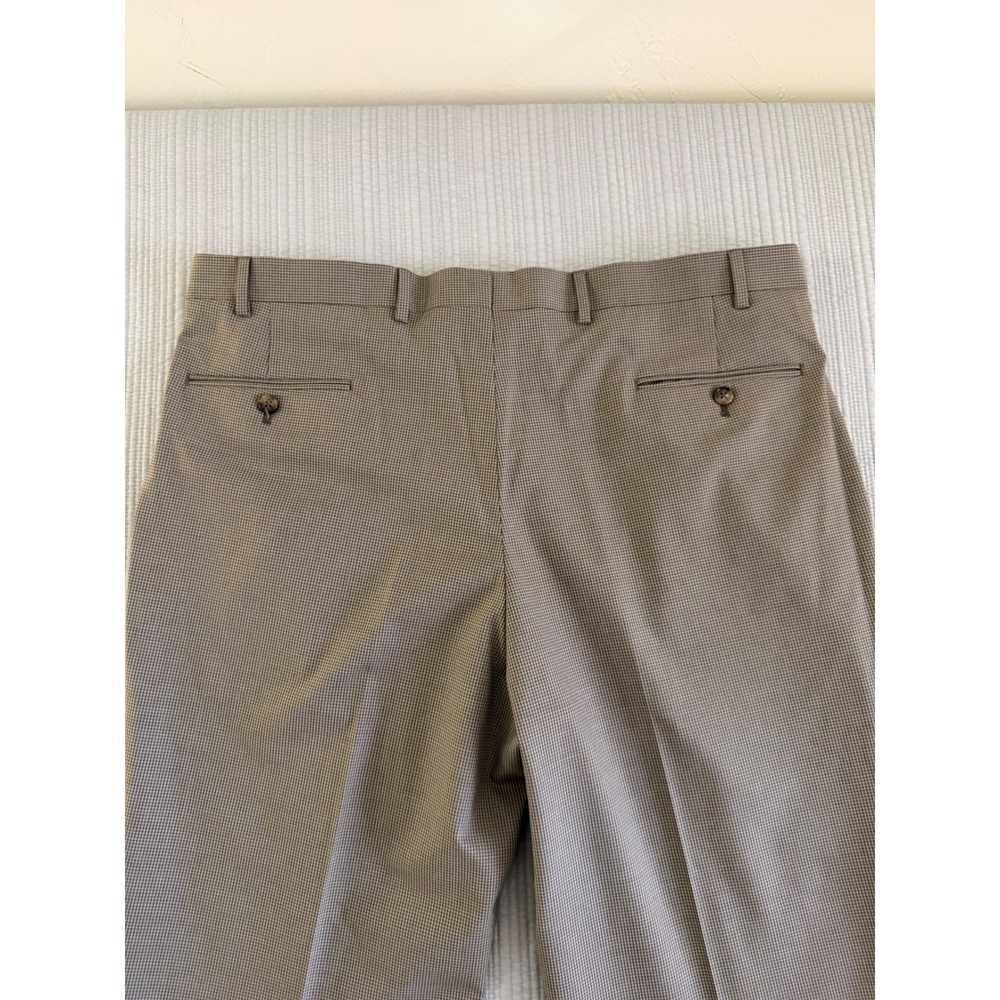 Ralph Lauren Mens Size 38/30 Brown Houndstooth Pleated Cuffed Dress Pants Slacks - Picture 13 of 16